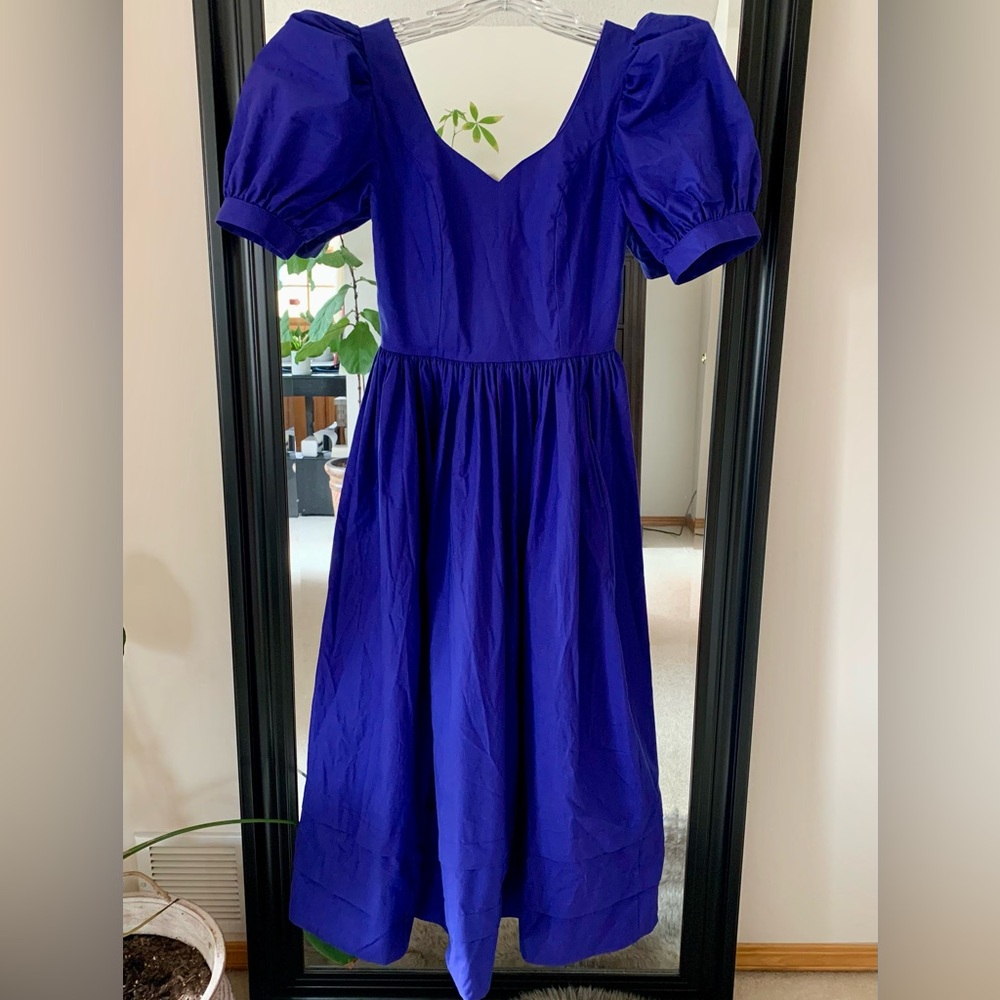 LAURA ASHLEY Vintage 80’s Purple Blue Puff Sleeve Dress
